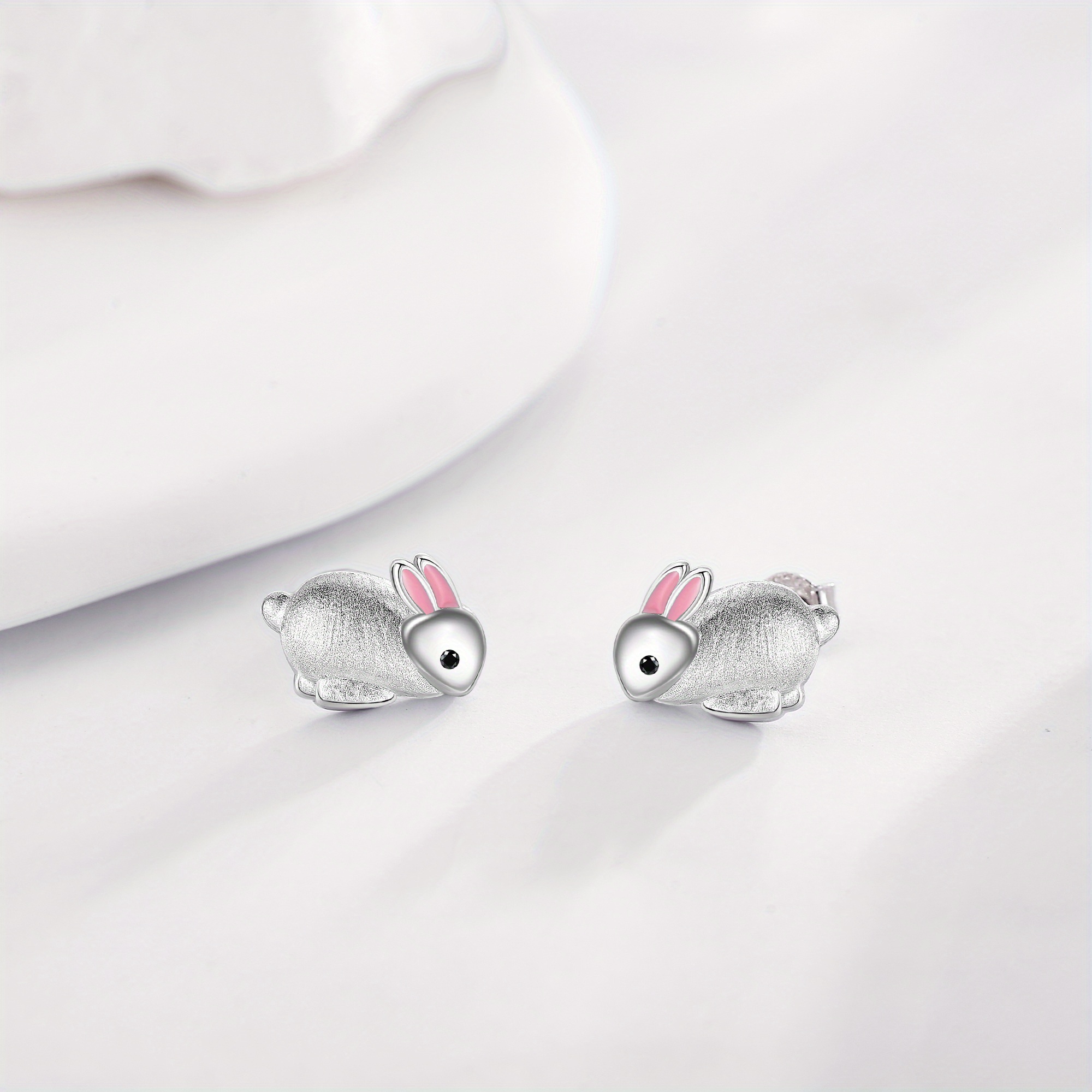 Women's 925 Sterling Silver Easter Bunny Stud Earrings